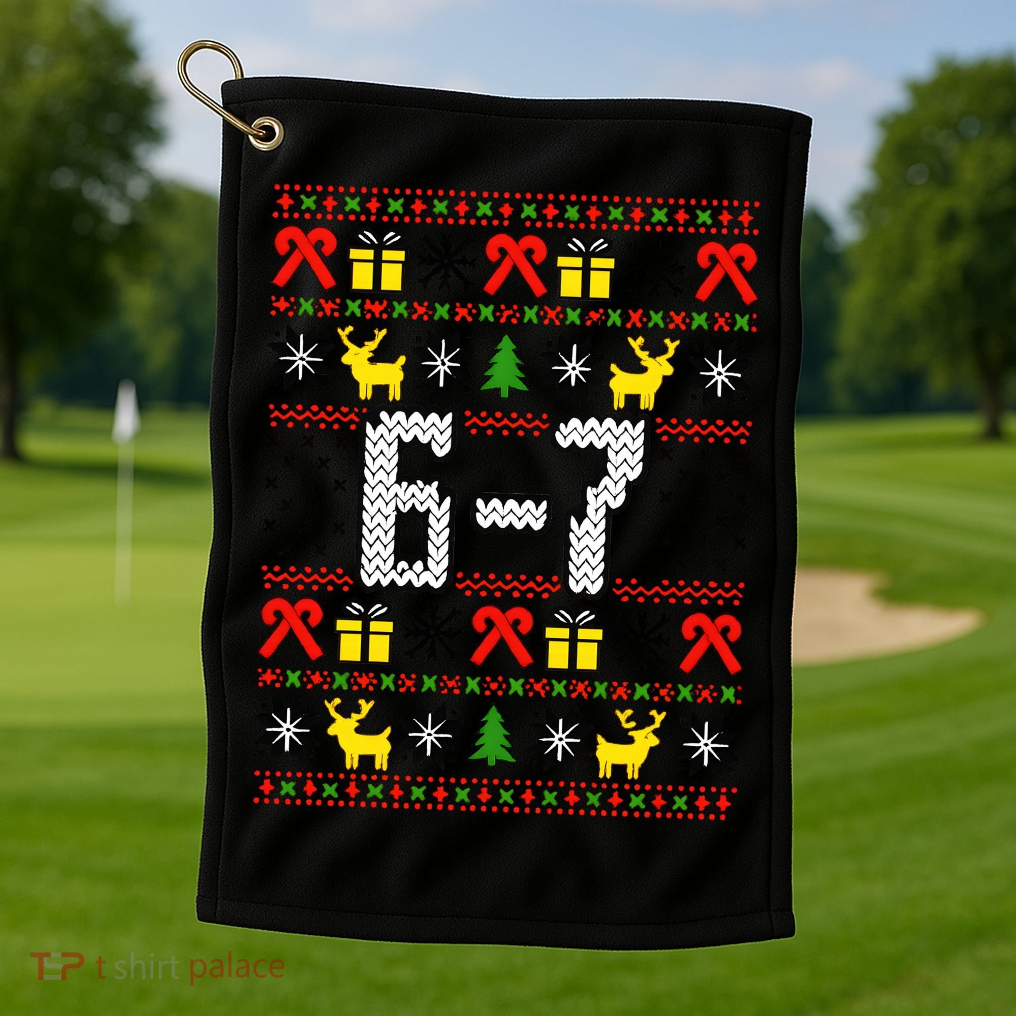 6-7 Ugly Christmas Sweater 67 Meme Funny Xmas Golf Towel