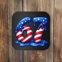 67 USA Flag Drip Patriotic 6-7 Meme Coaster thumb 0