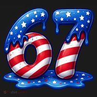 67 USA Flag Drip Patriotic 6-7 Meme Coaster thumb 2