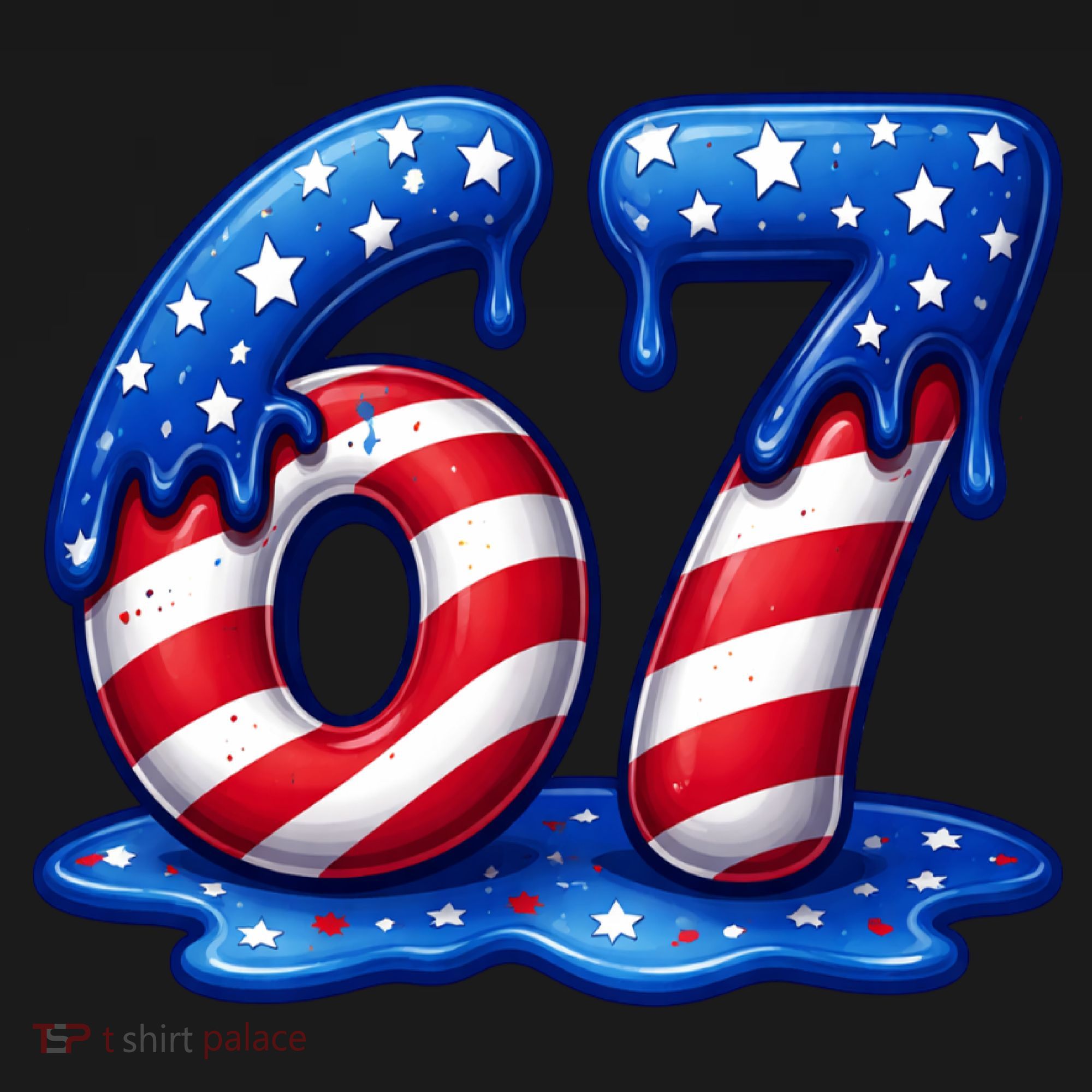 67 USA Flag Drip Patriotic 6-7 Meme Coaster
