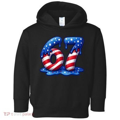 67 USA Flag Drip Patriotic 6-7 Meme Toddler Hoodie