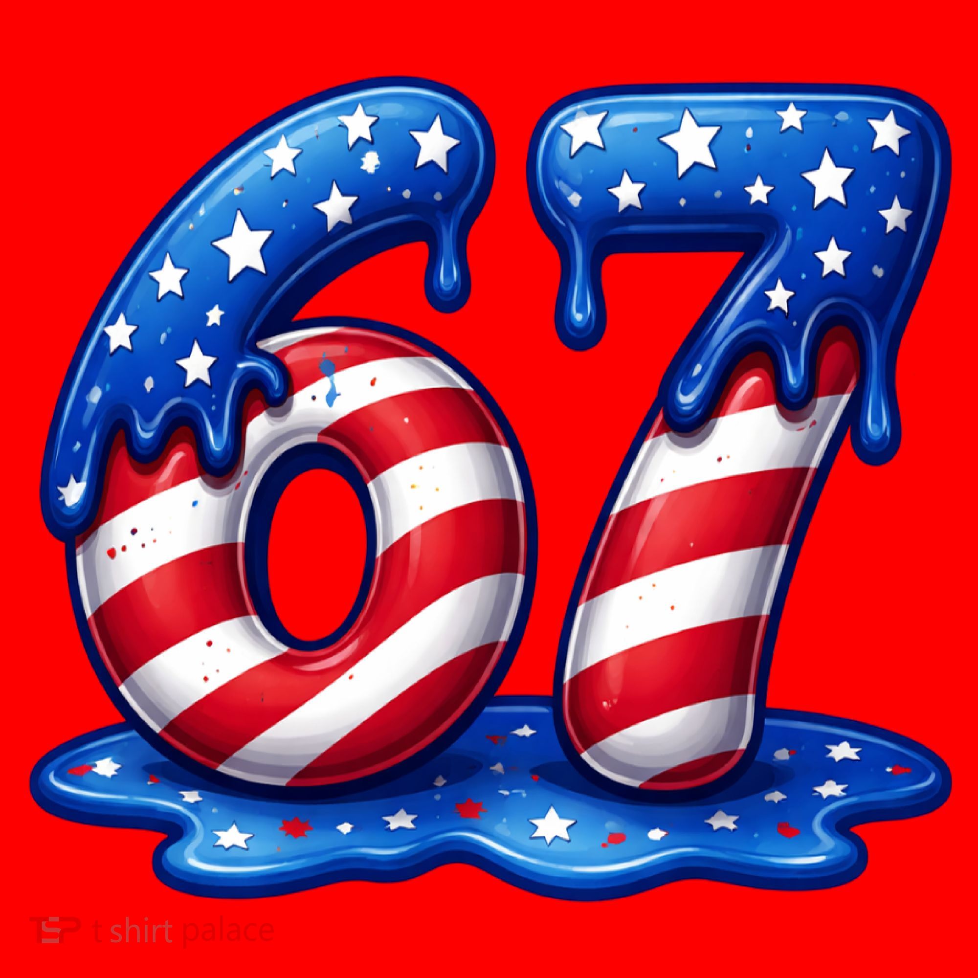 67 USA Flag Drip Patriotic 6-7 Meme Santa Hat
