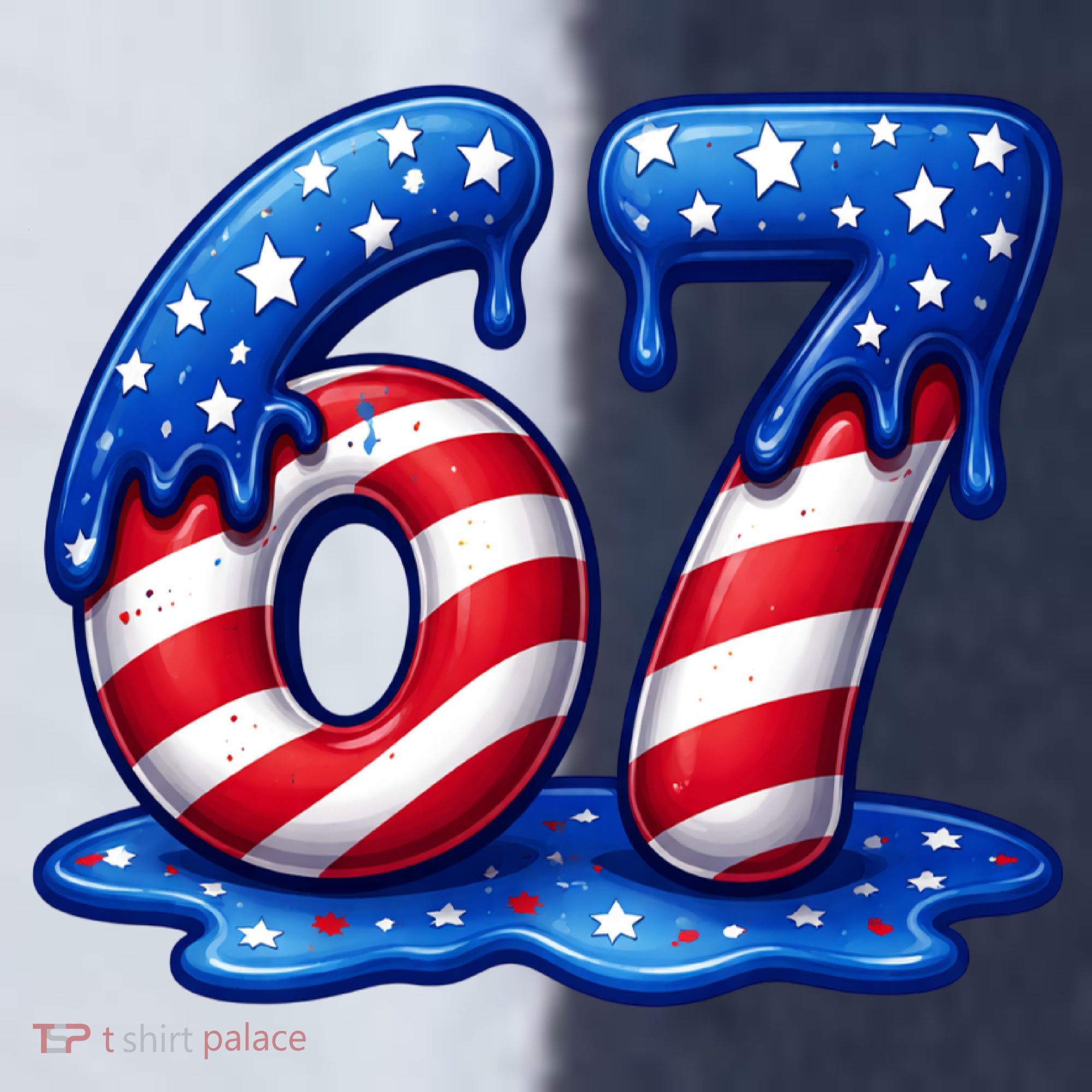 67 USA Flag Drip Patriotic 6-7 Meme Sport-Tek Competitor United Soccer Jersey