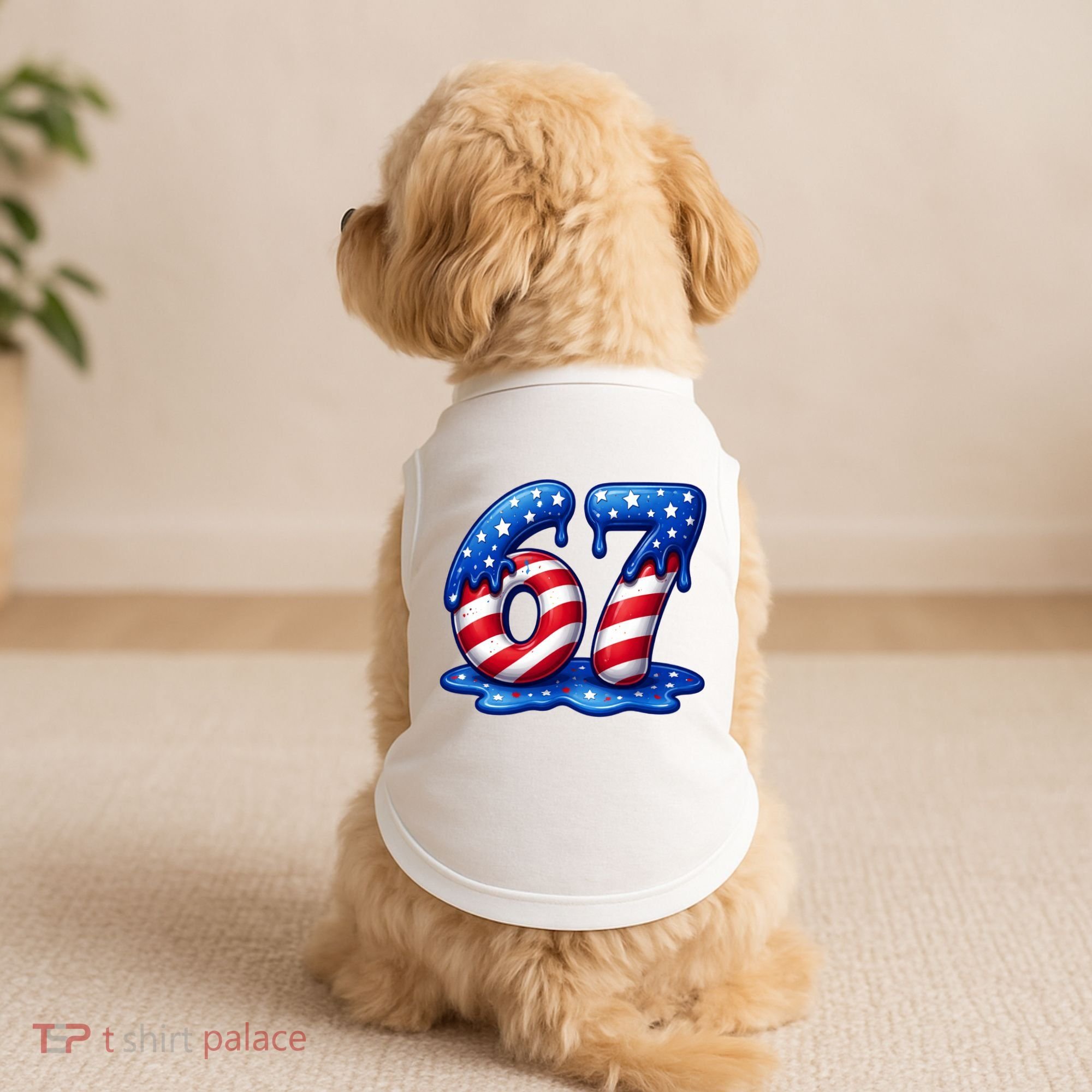 67 USA Flag Drip Patriotic 6-7 Meme Doggie Tank