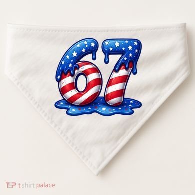 67 USA Flag Drip Patriotic 6-7 Meme USA-Made Doggie Bandana