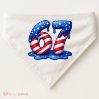 67 USA Flag Drip Patriotic 6-7 Meme USA-Made Doggie Bandana thumb 0