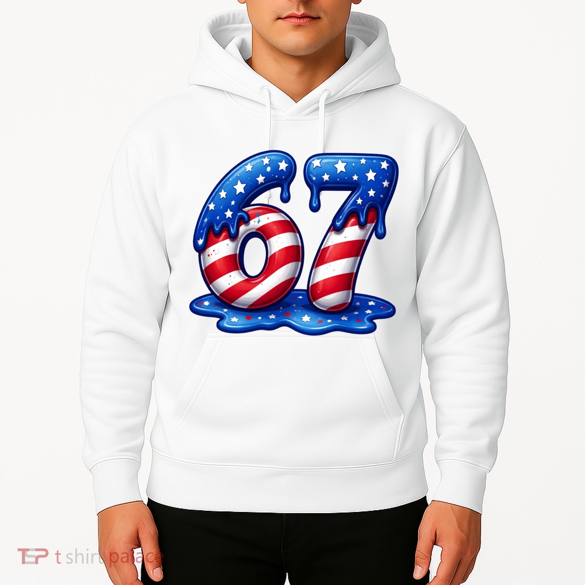 67 USA Flag Drip Patriotic 6-7 Meme Hoodie