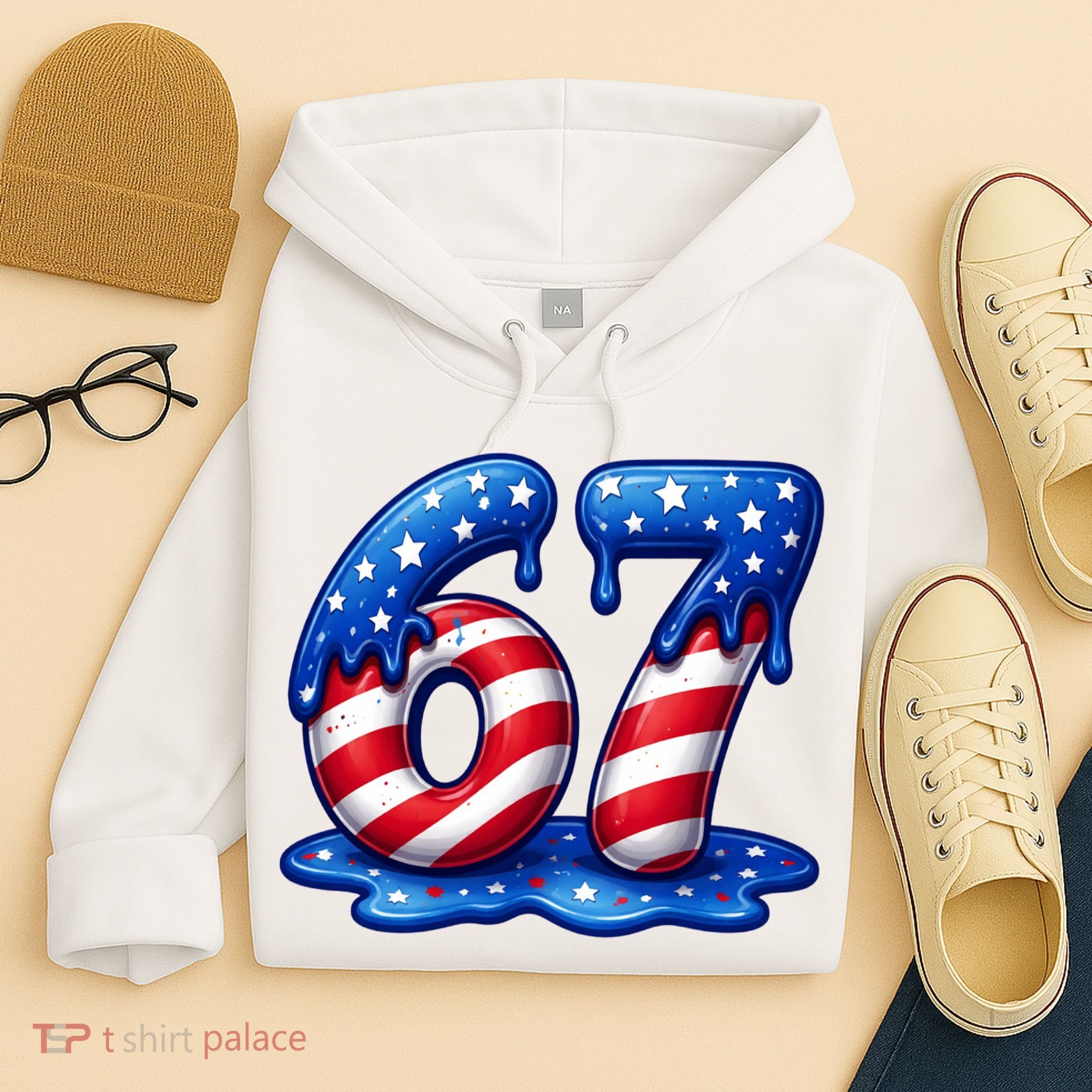 67 USA Flag Drip Patriotic 6-7 Meme Hoodie