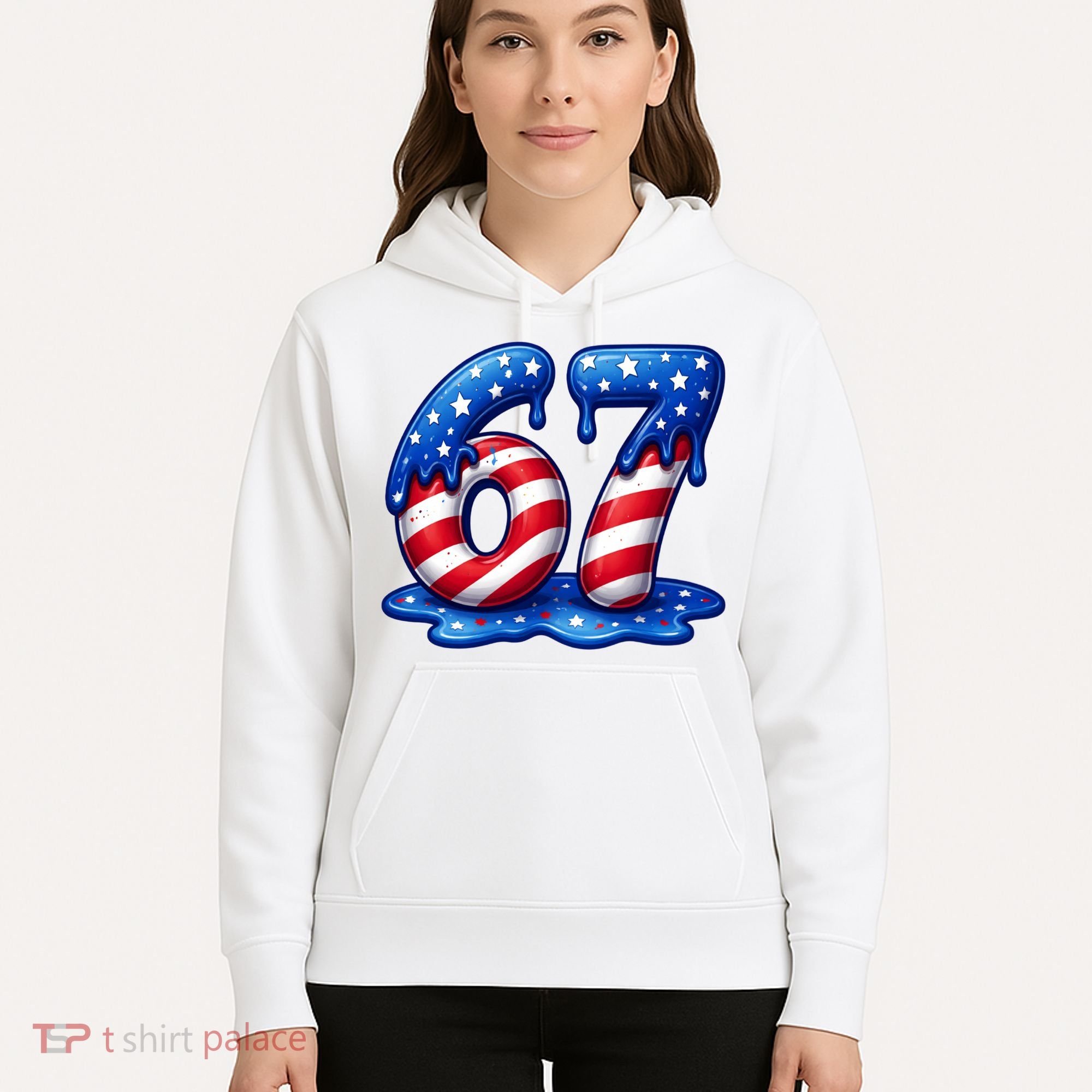 67 USA Flag Drip Patriotic 6-7 Meme Hoodie