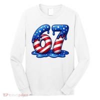 67 USA Flag Drip Patriotic 6-7 Meme Long Sleeve Shirt thumb 0
