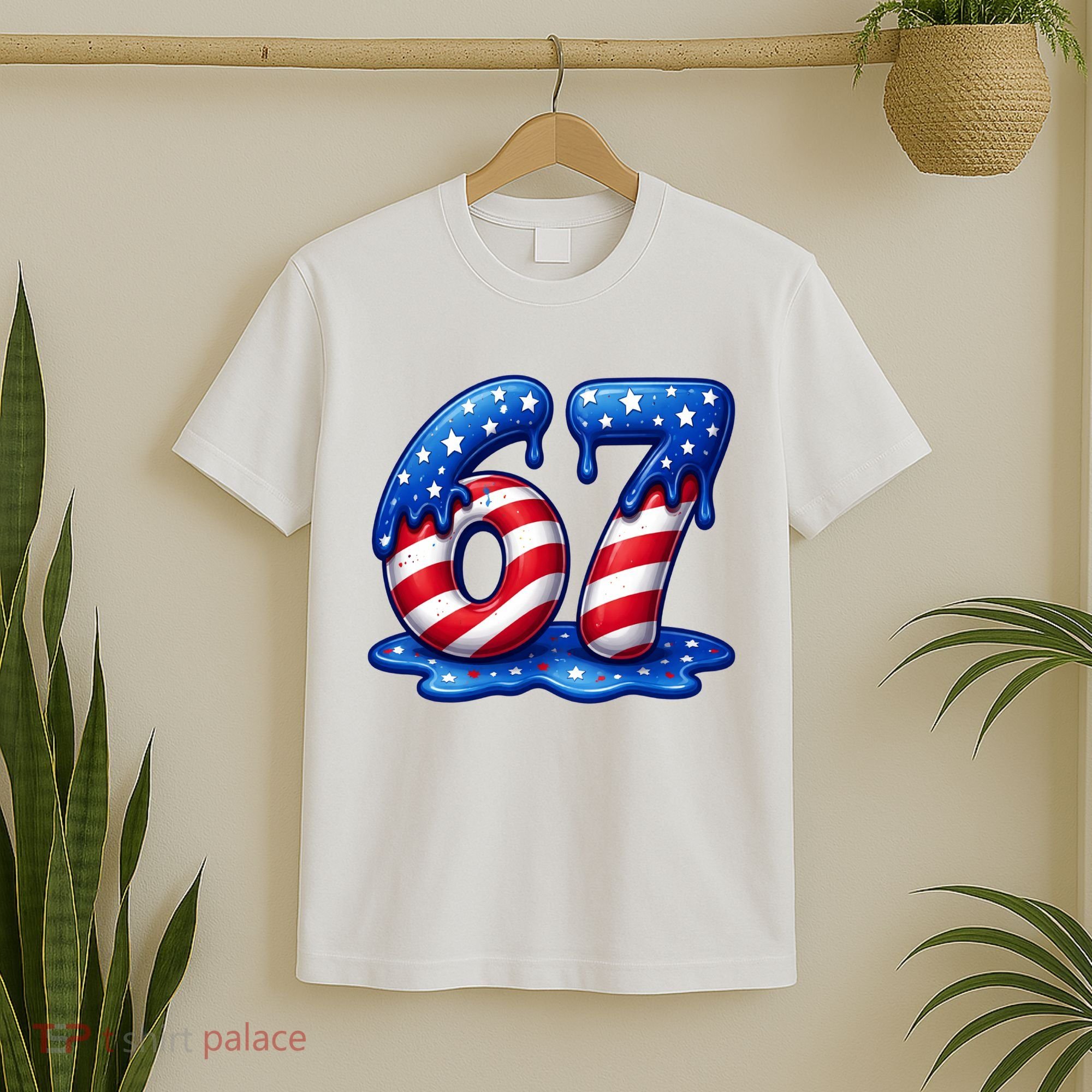 67 USA Flag Drip Patriotic 6-7 Meme T-Shirt