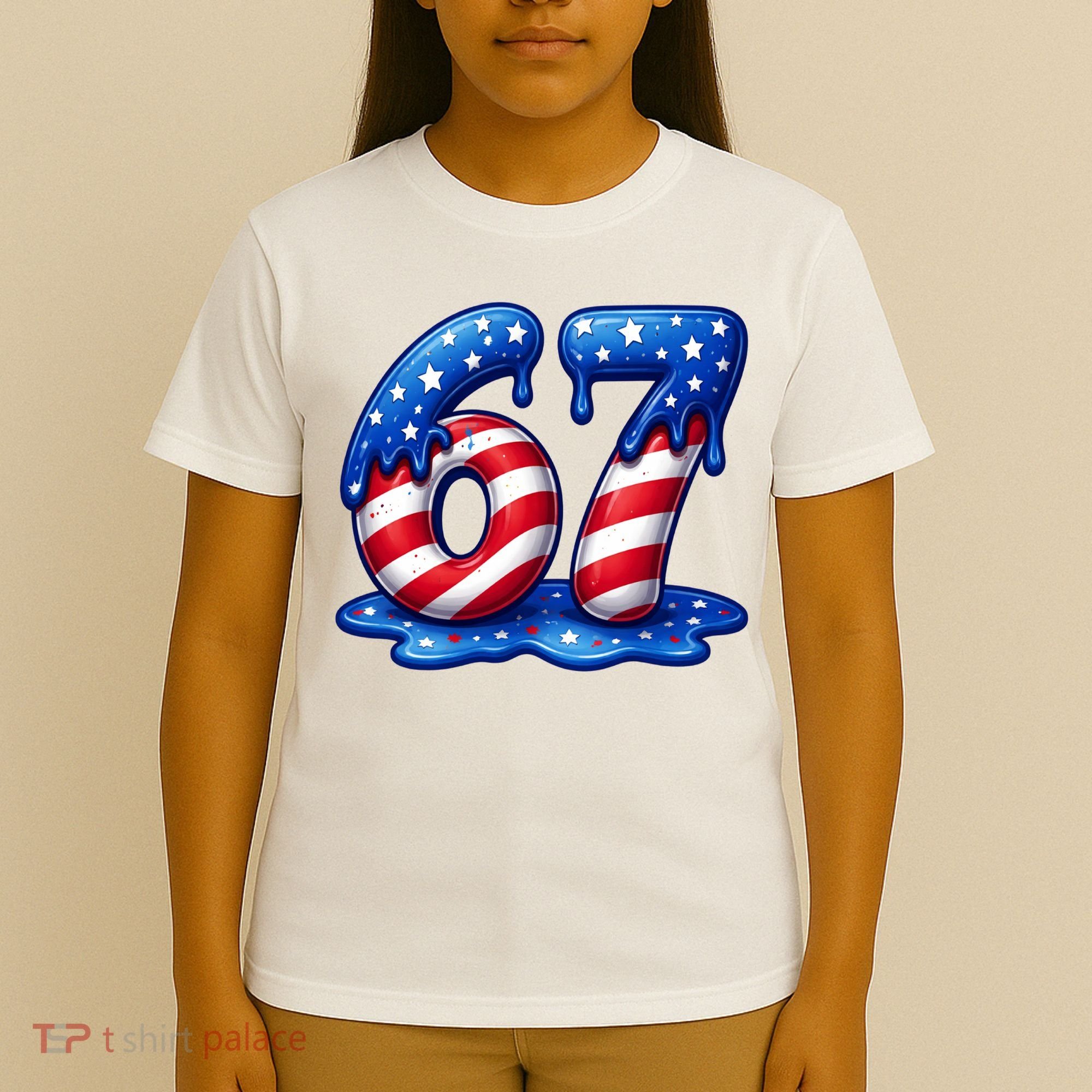 67 USA Flag Drip Patriotic 6-7 Meme T-Shirt