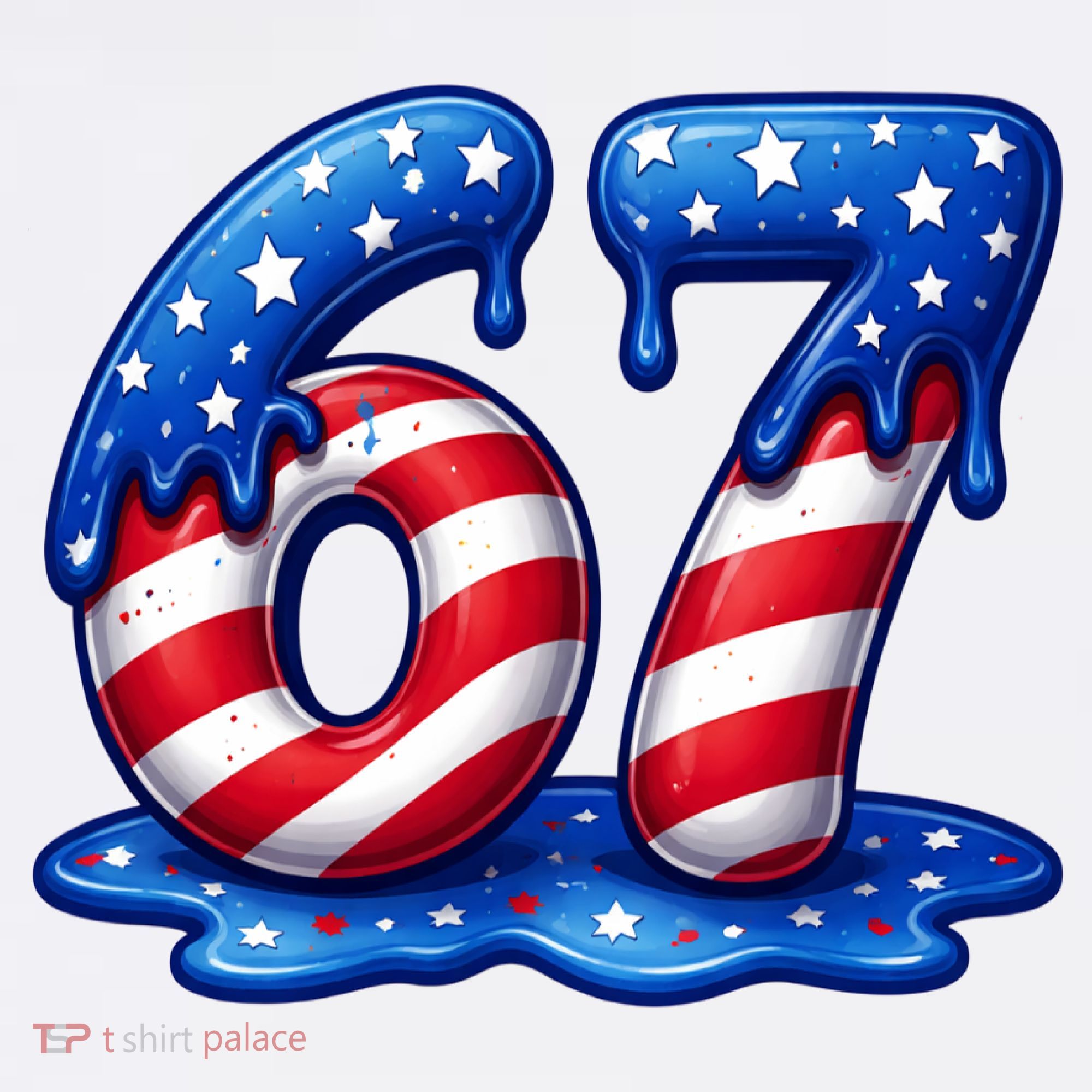 67 USA Flag Drip Patriotic 6-7 Meme T-Shirt