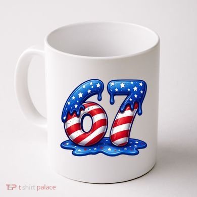 67 USA Flag Drip Patriotic 6-7 Meme Coffee Mug