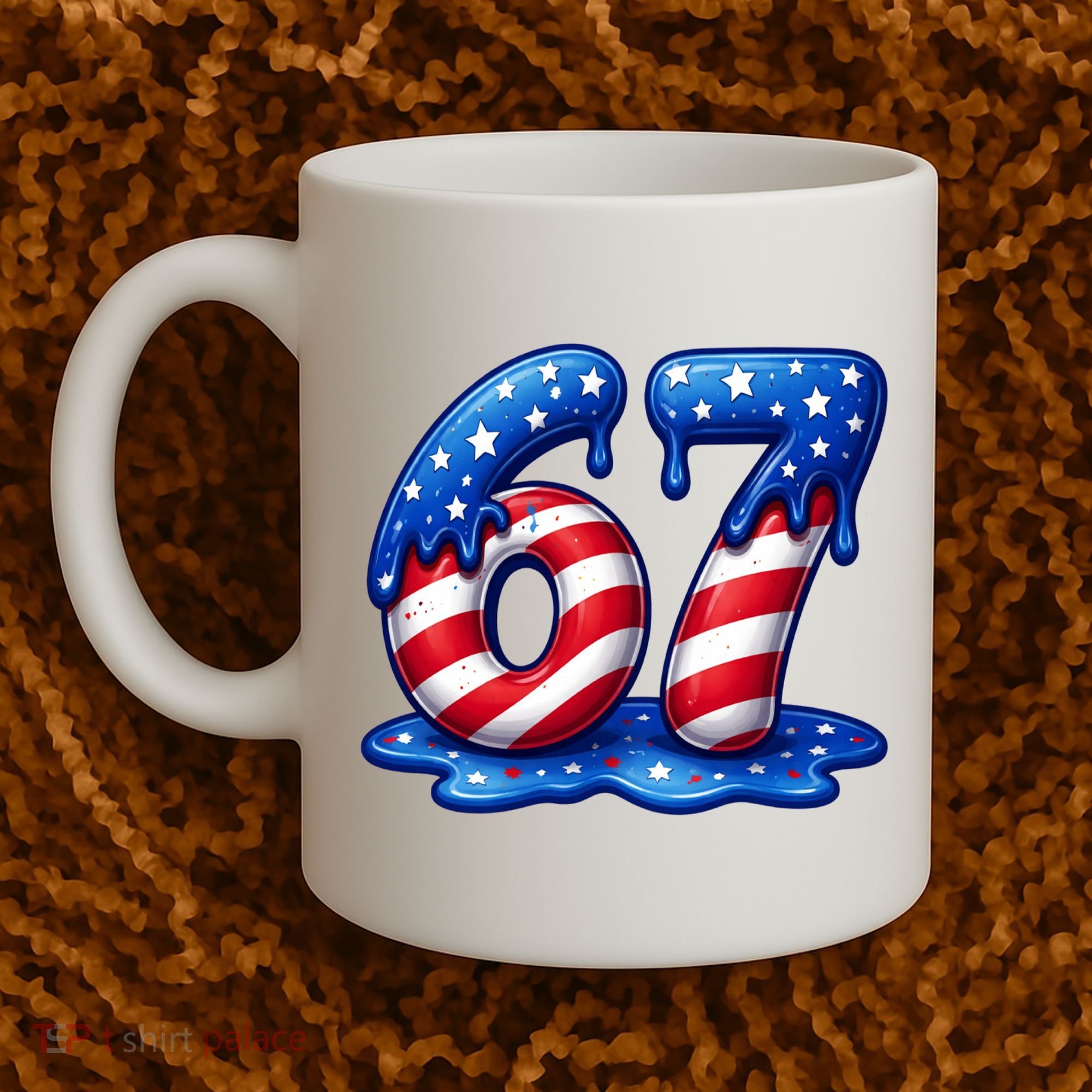 67 USA Flag Drip Patriotic 6-7 Meme Coffee Mug