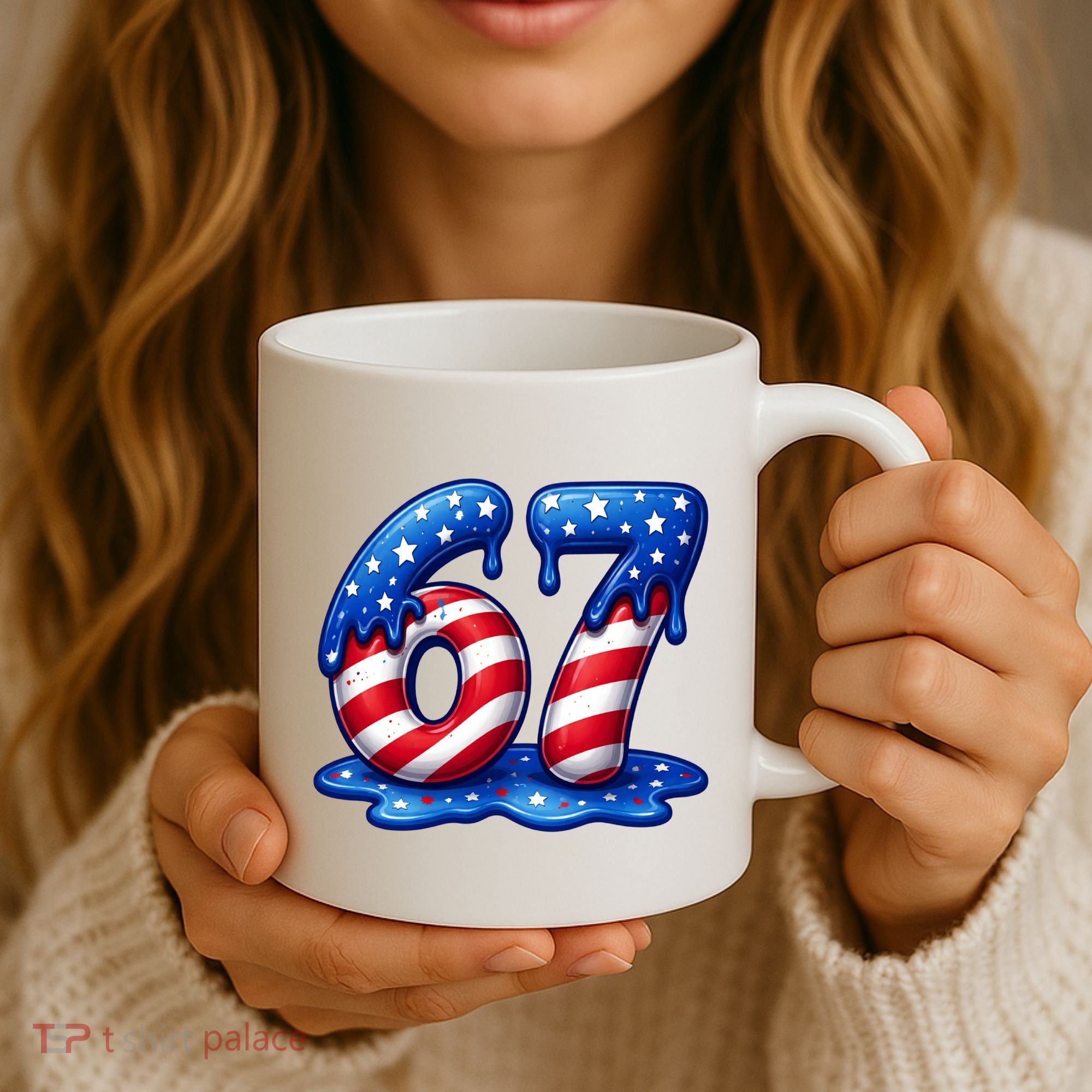 67 USA Flag Drip Patriotic 6-7 Meme Coffee Mug