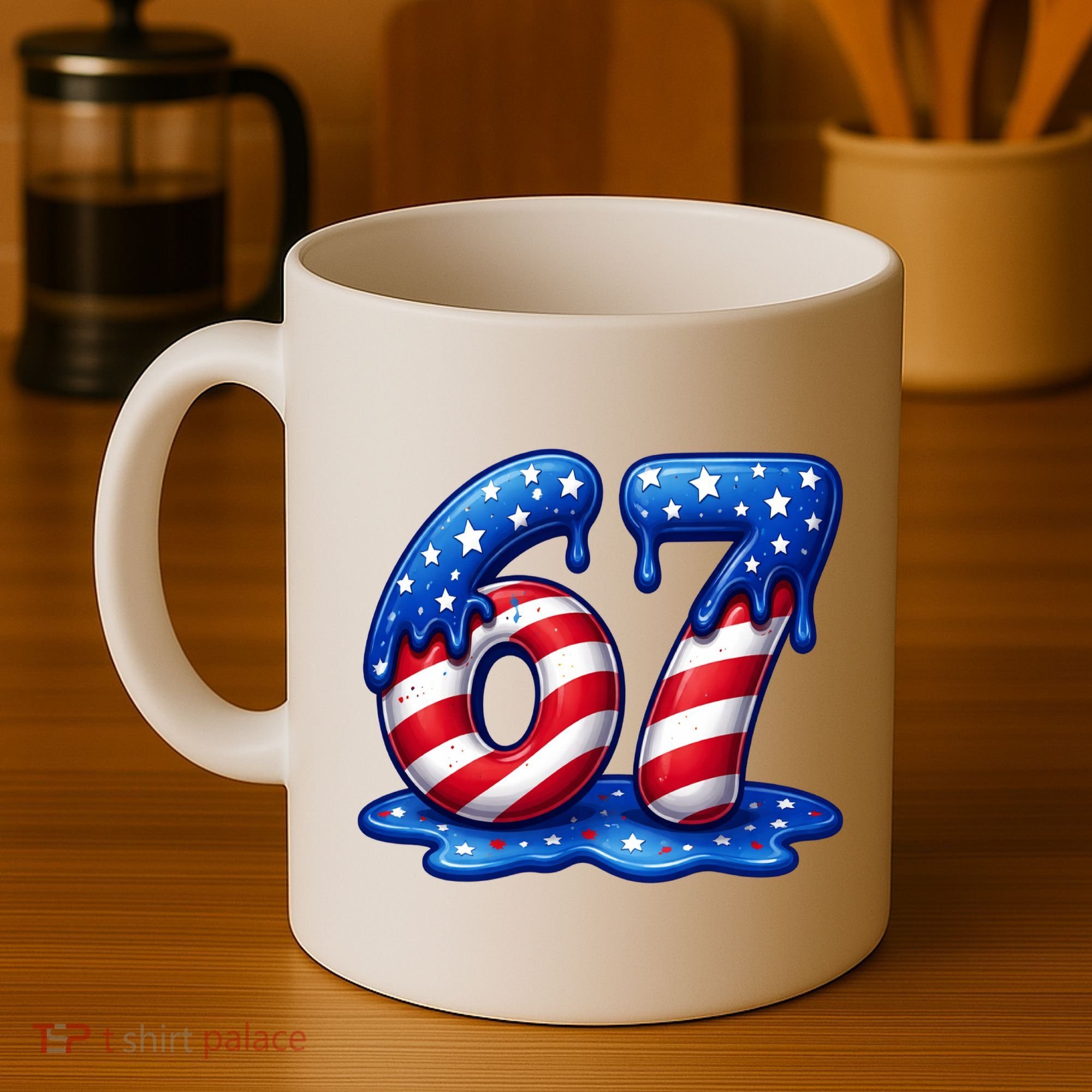 67 USA Flag Drip Patriotic 6-7 Meme Coffee Mug