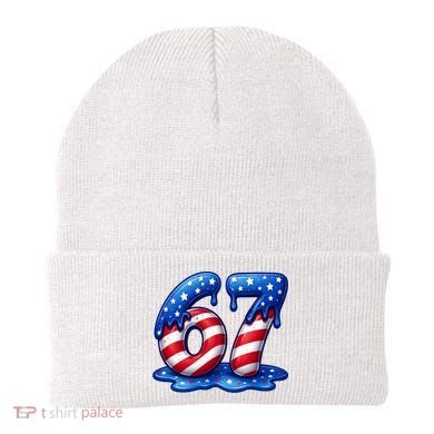 67 USA Flag Drip Patriotic 6-7 Meme Beanie