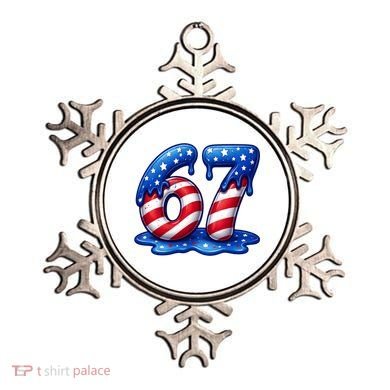67 USA Flag Drip Patriotic 6-7 Meme Ornament