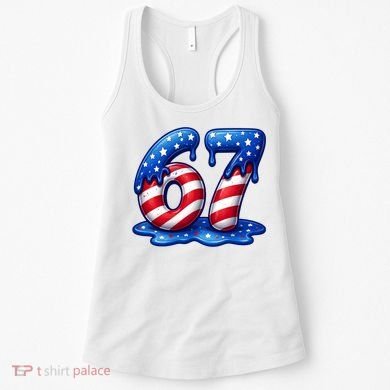 67 USA Flag Drip Patriotic 6-7 Meme Women's Tank Top