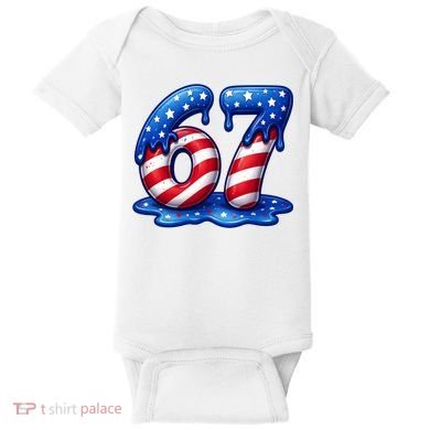 67 USA Flag Drip Patriotic 6-7 Meme Baby Bodysuit