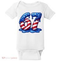 67 USA Flag Drip Patriotic 6-7 Meme Baby Bodysuit thumb 0