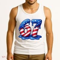 67 USA Flag Drip Patriotic 6-7 Meme Tank Top thumb 3
