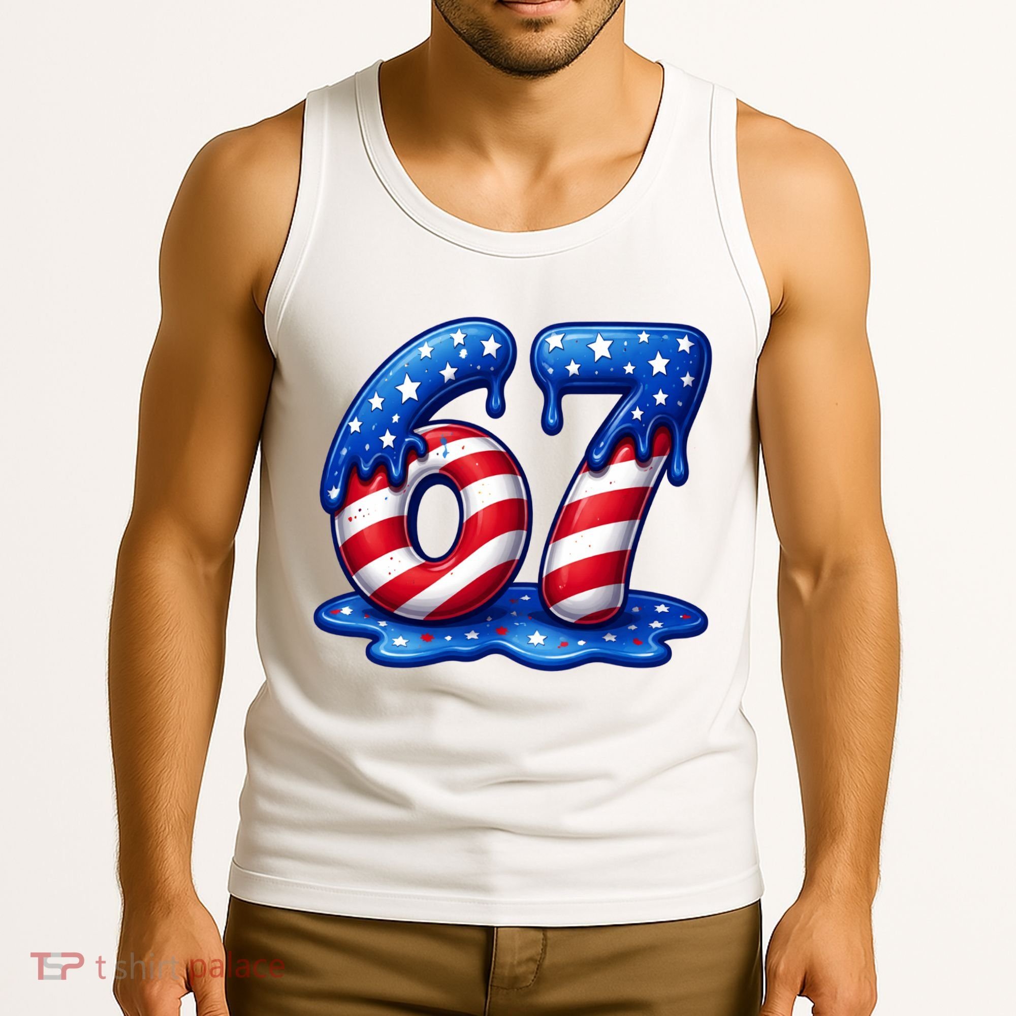 67 USA Flag Drip Patriotic 6-7 Meme Tank Top
