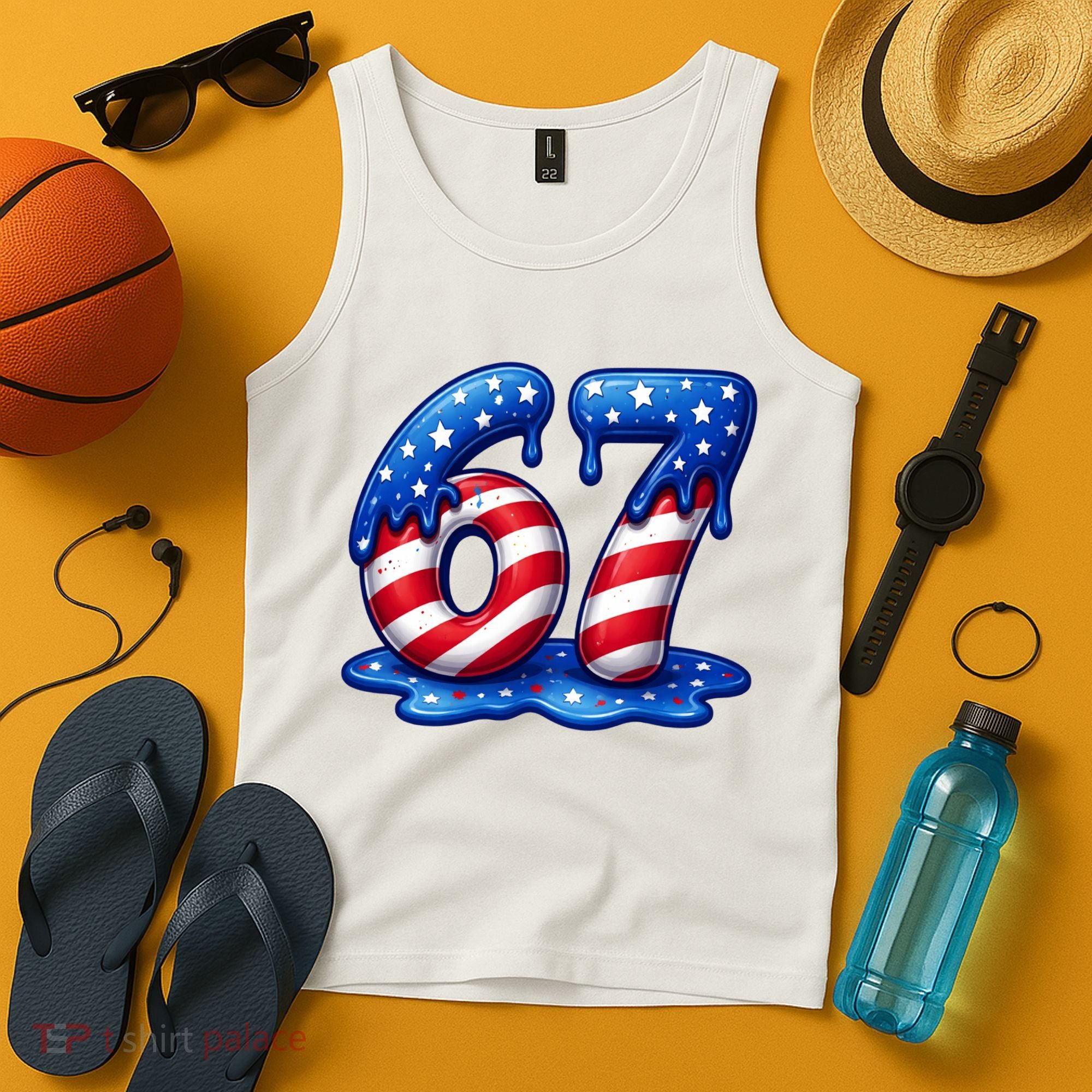 67 USA Flag Drip Patriotic 6-7 Meme Tank Top