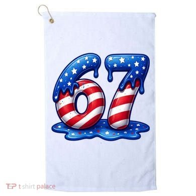 67 USA Flag Drip Patriotic 6-7 Meme Golf Towel