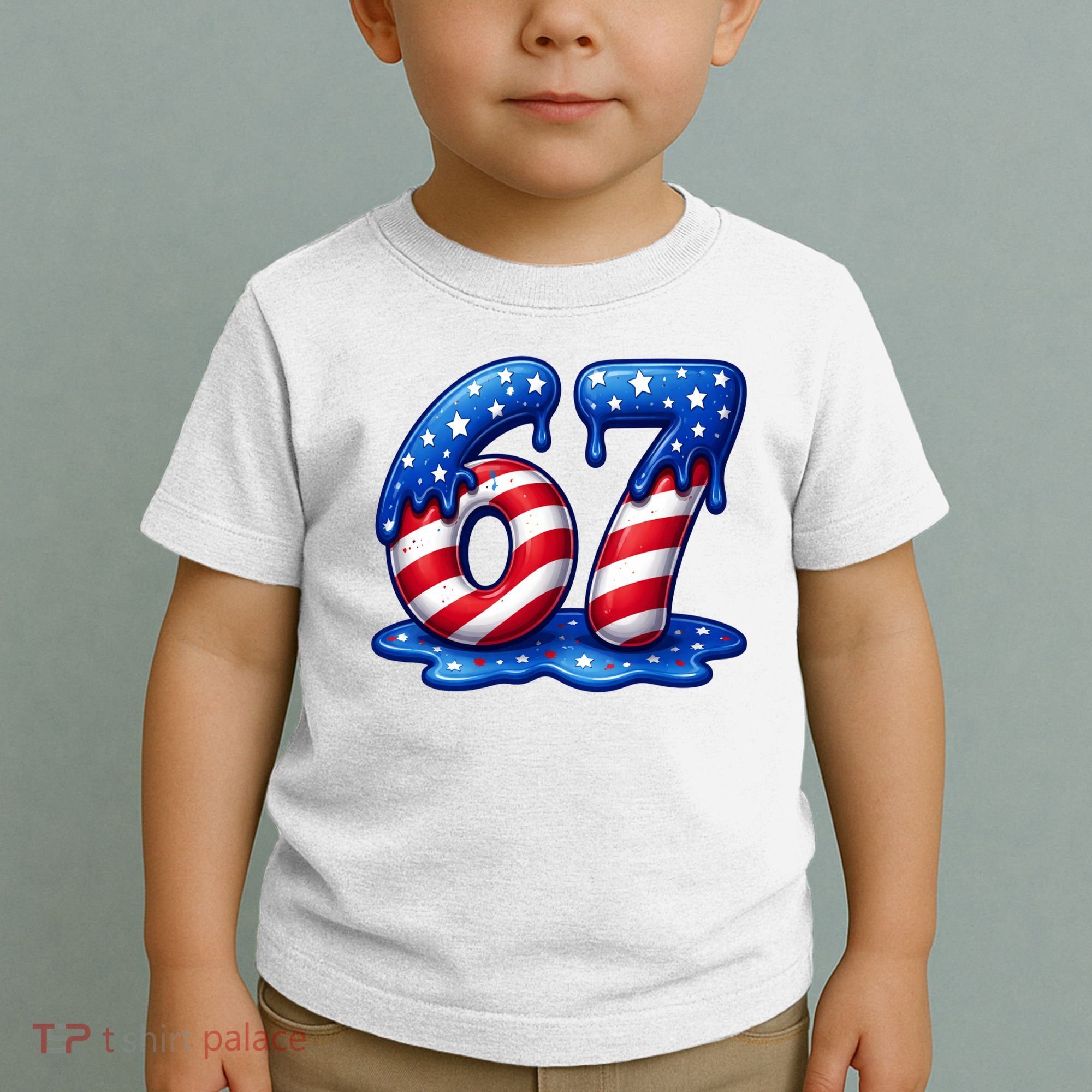 67 USA Flag Drip Patriotic 6-7 Meme Toddler T-Shirt