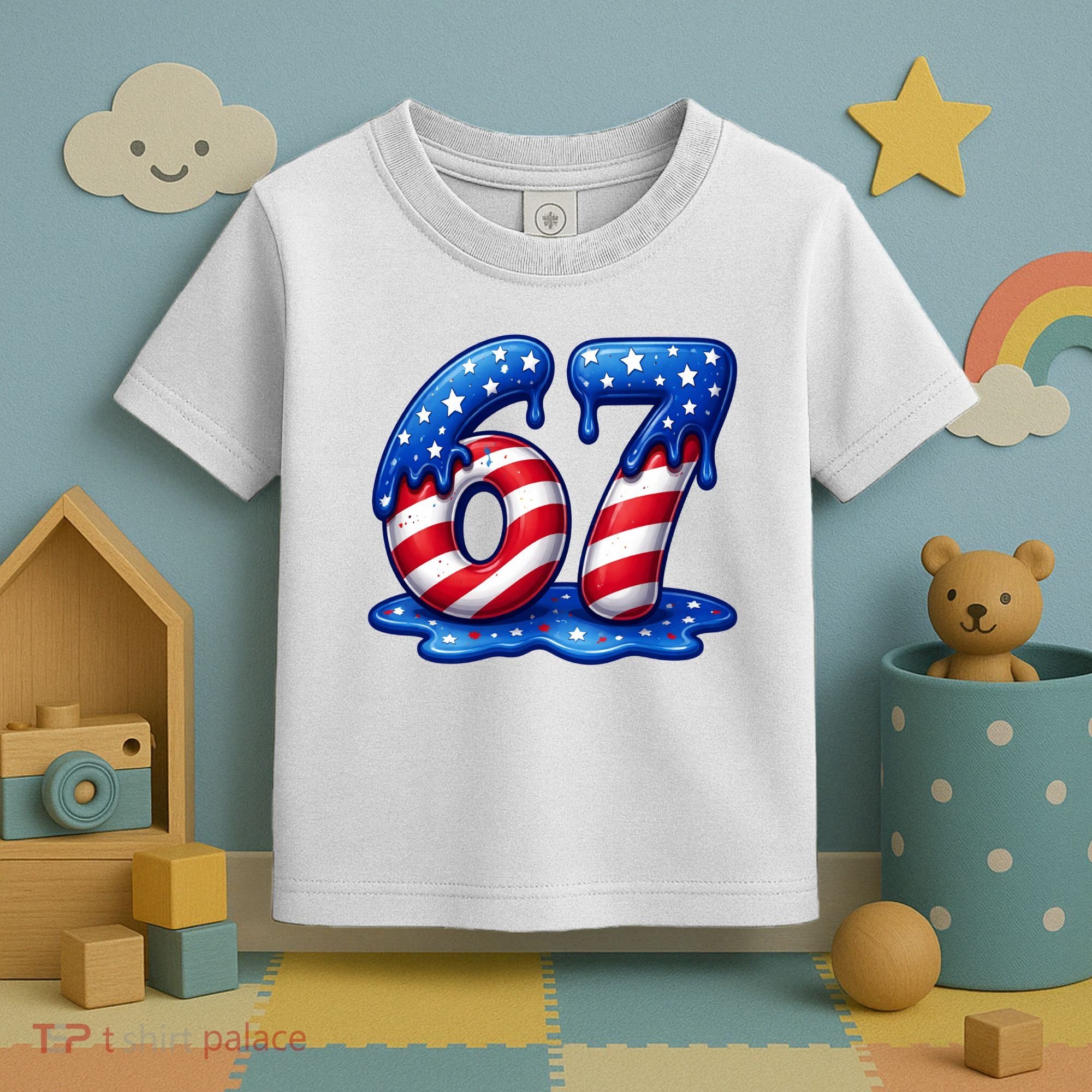 67 USA Flag Drip Patriotic 6-7 Meme Toddler T-Shirt