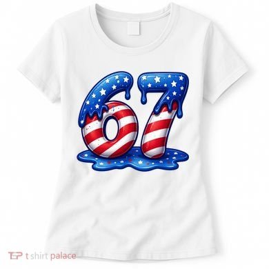 67 USA Flag Drip Patriotic 6-7 Meme Women's T-Shirt