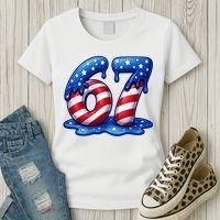 67 USA Flag Drip Patriotic 6-7 Meme Women's T-Shirt thumb 3
