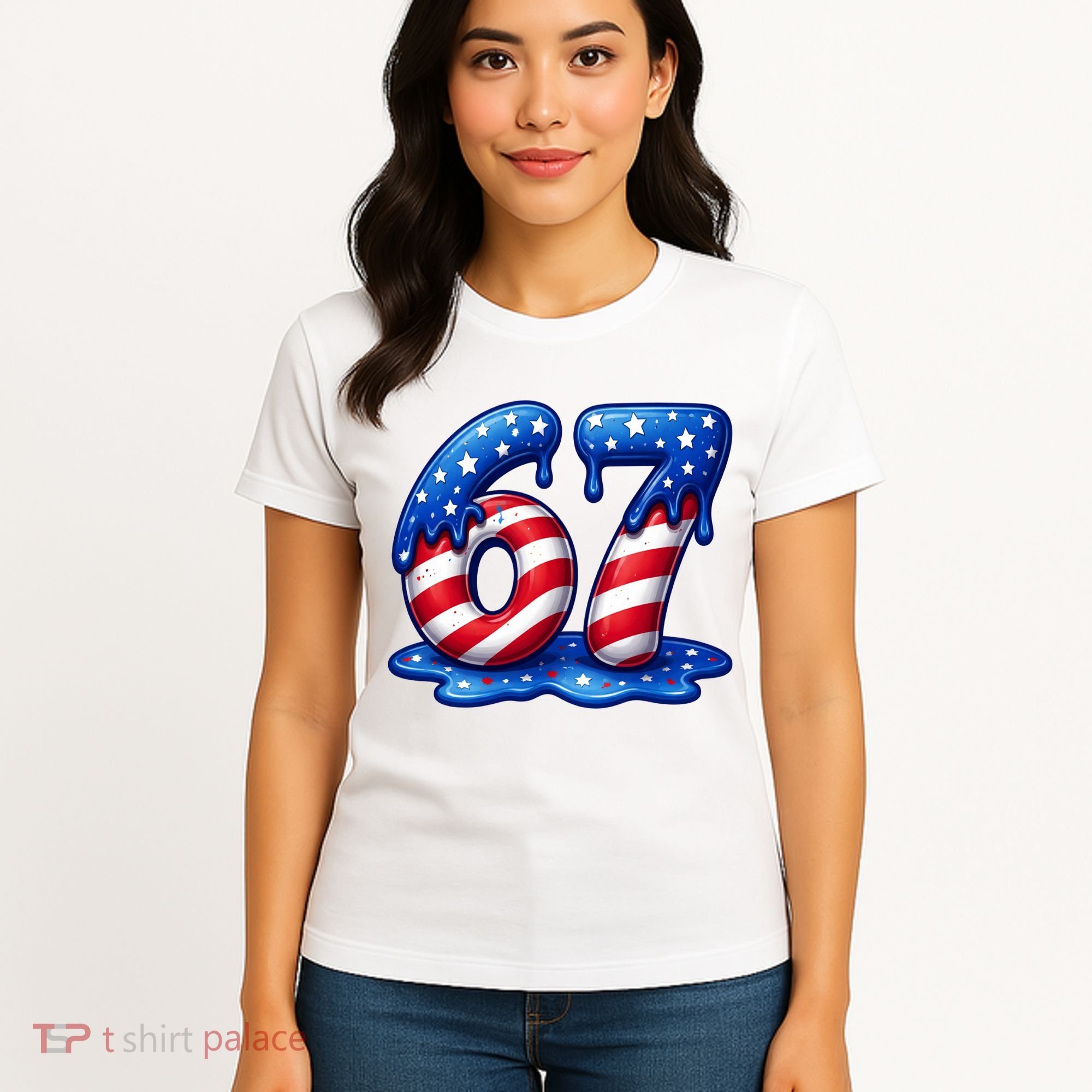 67 USA Flag Drip Patriotic 6-7 Meme Women's T-Shirt