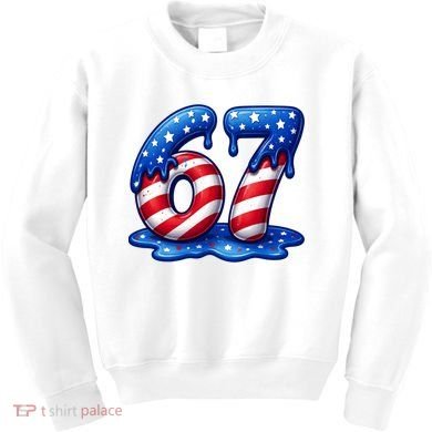 67 USA Flag Drip Patriotic 6-7 Meme Kids Sweatshirt