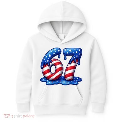 67 USA Flag Drip Patriotic 6-7 Meme Kids Hoodie
