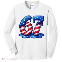 67 USA Flag Drip Patriotic 6-7 Meme Kids Long Sleeve Shirt thumb 0