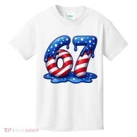 67 USA Flag Drip Patriotic 6-7 Meme Kids T-Shirt thumb 0