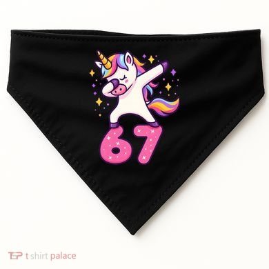 67 Unicorn Six Seven 6-7 Meme Brainrot USA-Made Doggie Bandana
