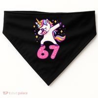 67 Unicorn Six Seven 6-7 Meme Brainrot USA-Made Doggie Bandana thumb 0
