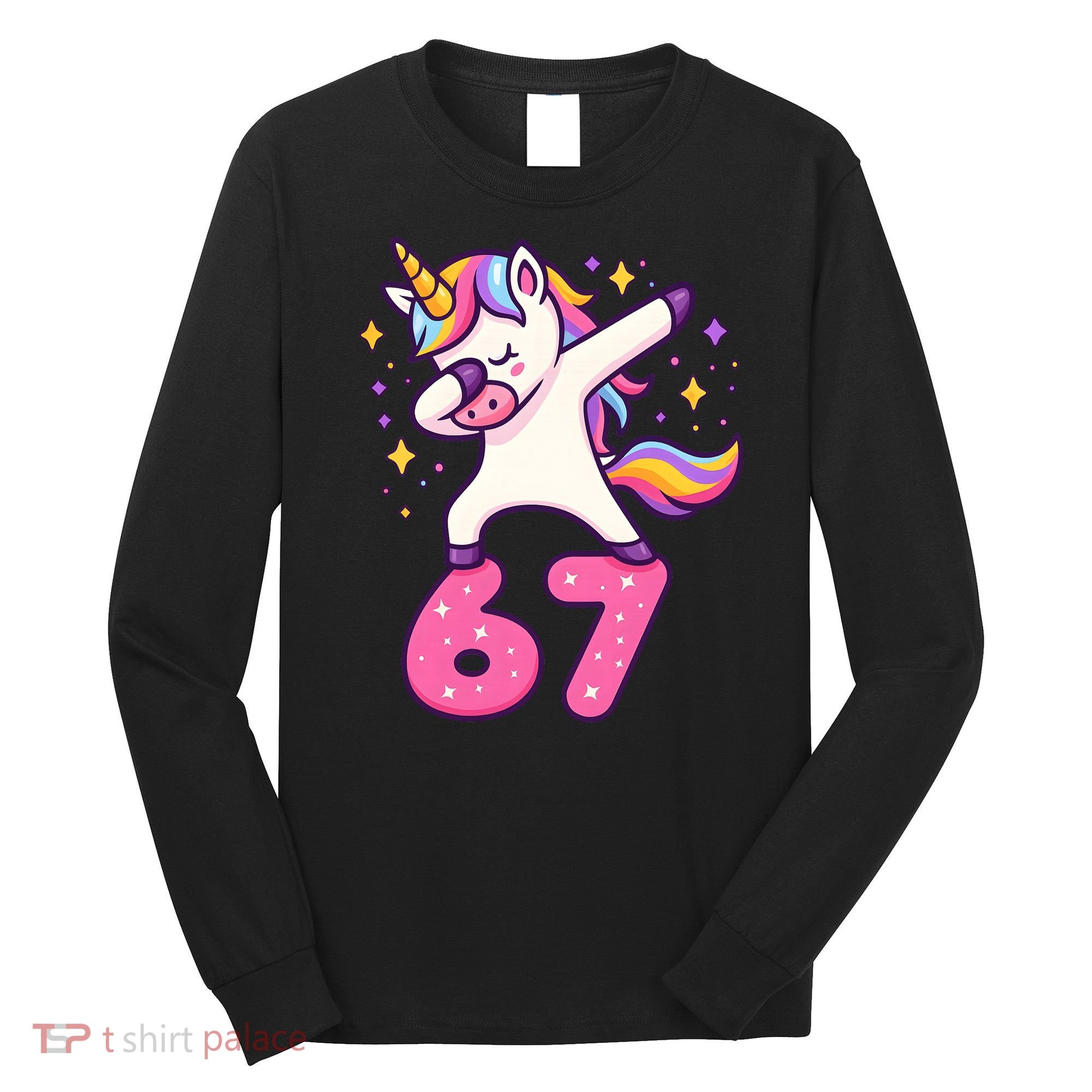 67 Unicorn Six Seven 6-7 Meme Brainrot Long Sleeve Shirt