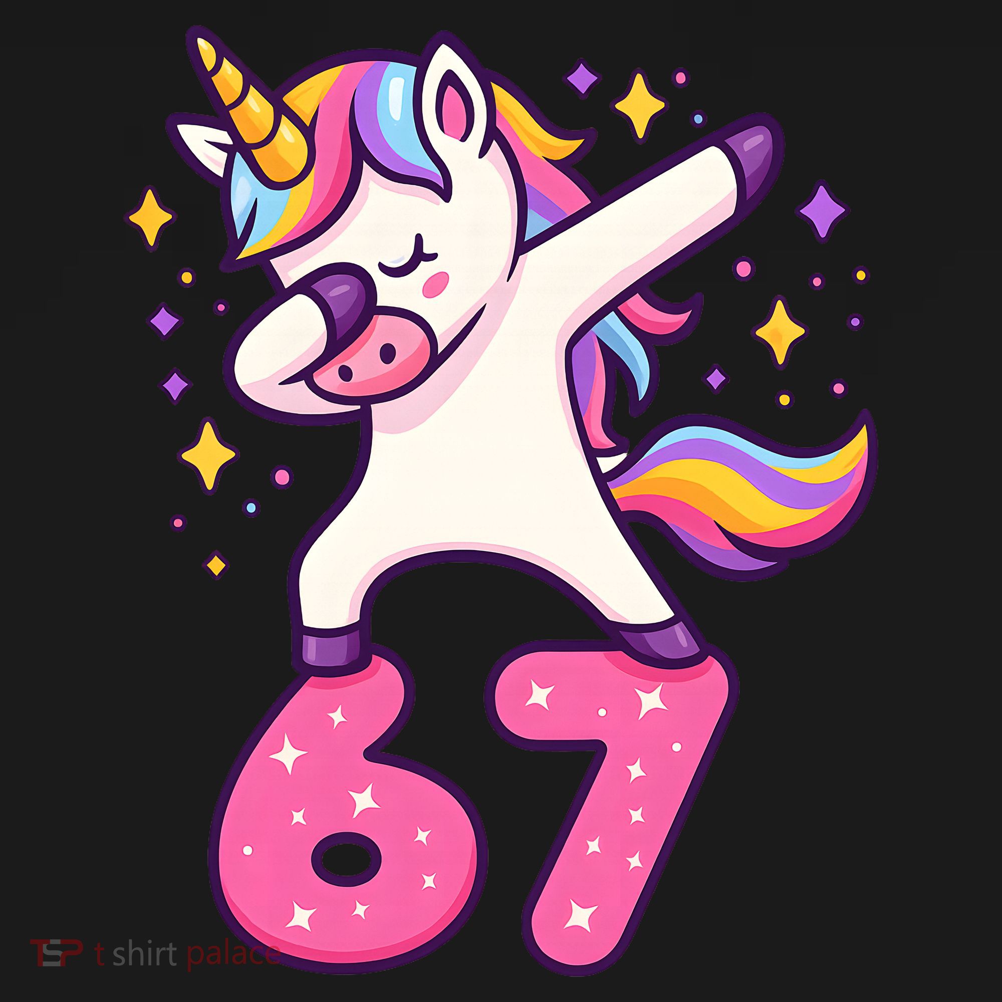 67 Unicorn Six Seven 6-7 Meme Brainrot Apron