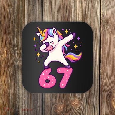 67 Unicorn Six Seven 6-7 Meme Brainrot Coaster