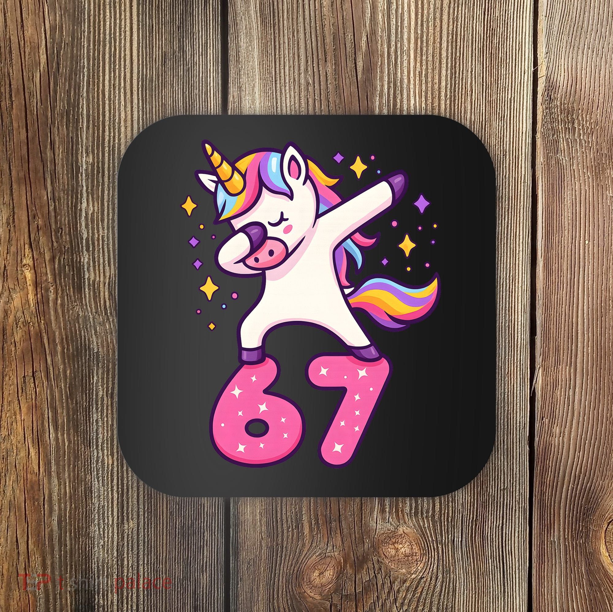 67 Unicorn Six Seven 6-7 Meme Brainrot Coaster