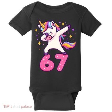 67 Unicorn Six Seven 6-7 Meme Brainrot Baby Bodysuit