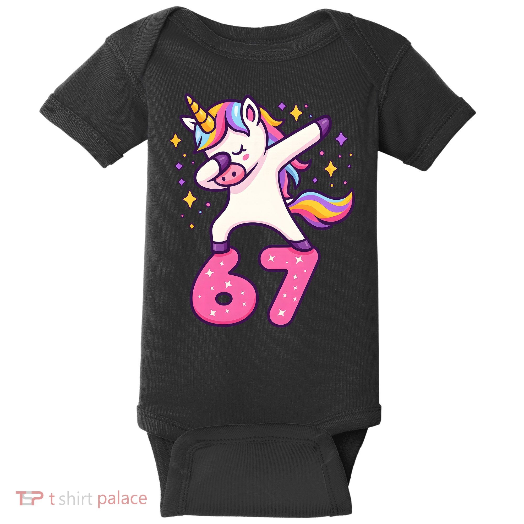67 Unicorn Six Seven 6-7 Meme Brainrot Baby Bodysuit