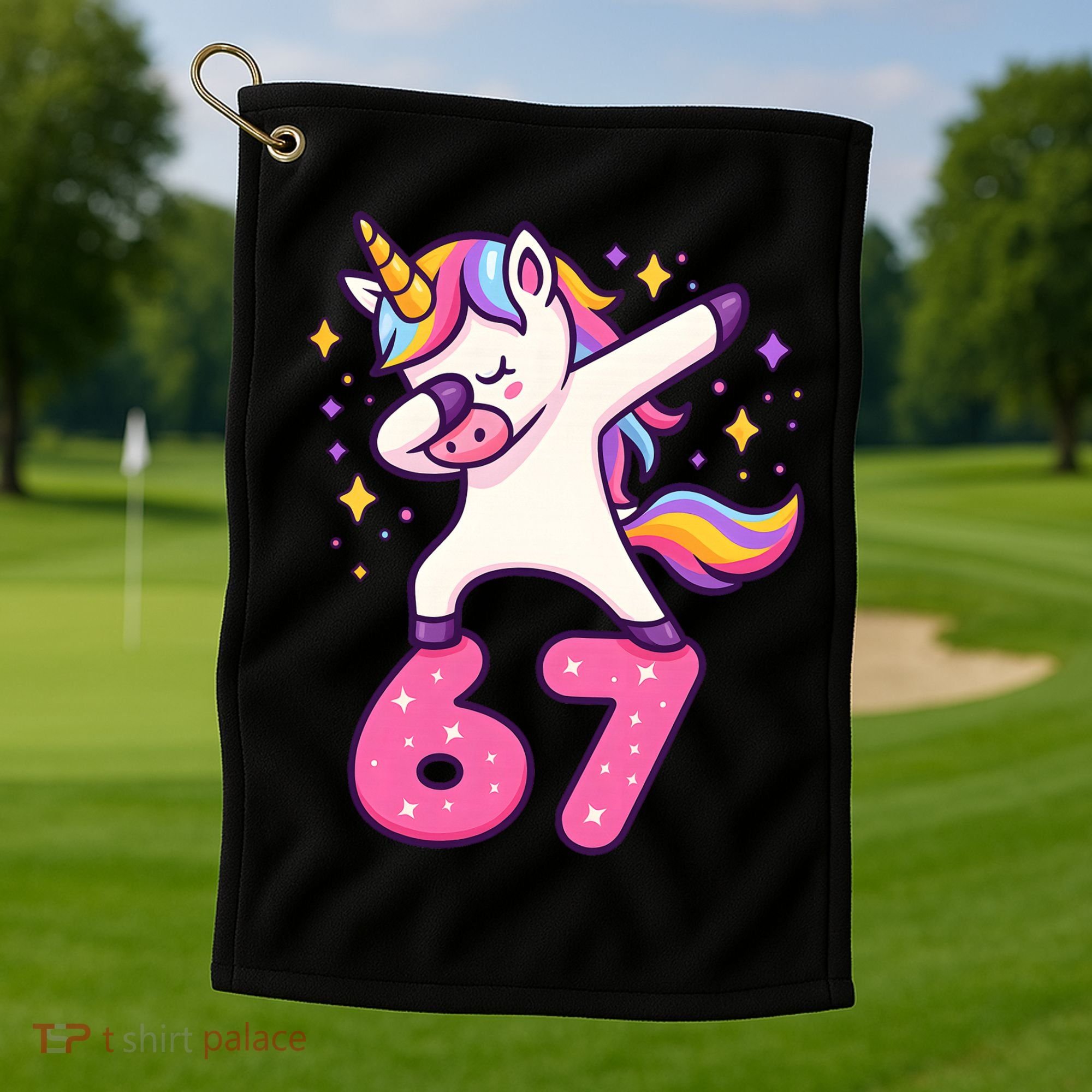 67 Unicorn Six Seven 6-7 Meme Brainrot Golf Towel