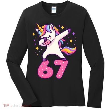 67 Unicorn Six Seven 6-7 Meme Brainrot Women's Long Sleeve Shirt