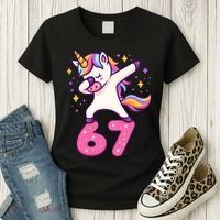 67 Unicorn Six Seven 6-7 Meme Brainrot Women's T-Shirt thumb 3